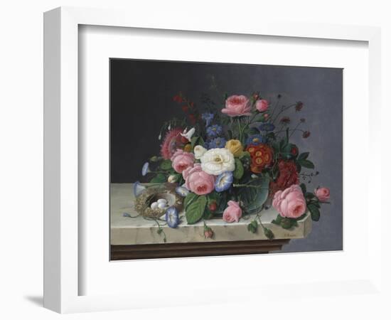Still Life with Flowers and Bird's Nest, after 1860-Severin Roesen-Framed Giclee Print