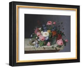 Still Life with Flowers and Bird's Nest, after 1860-Severin Roesen-Framed Giclee Print