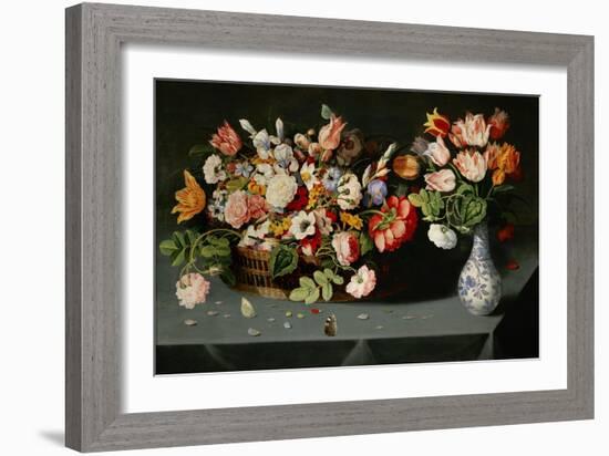 Still-life with flowers and butterflies-Osias Beert-Framed Giclee Print