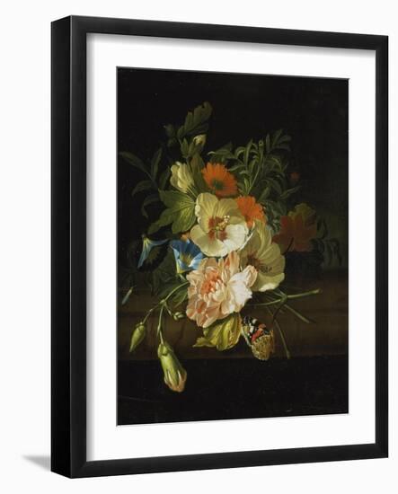 Still Life with Flowers and Butterfly-Rachel Ruysch-Framed Giclee Print