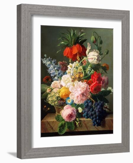 Still Life with Flowers and Fruit, 1827-Jan Frans van Dael-Framed Giclee Print