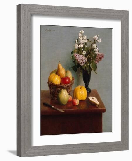 Still Life with Flowers and Fruit, 1866-Ignace Henri Jean Fantin-Latour-Framed Giclee Print