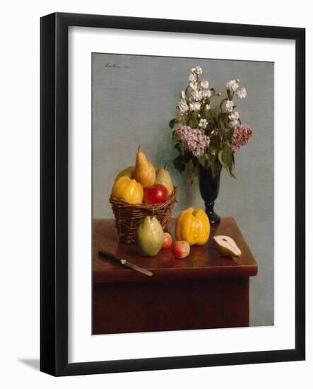 Still Life with Flowers and Fruit, 1866-Ignace Henri Jean Fantin-Latour-Framed Giclee Print