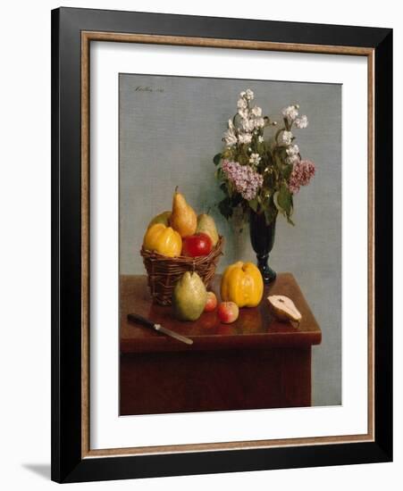 Still Life with Flowers and Fruit, 1866-Ignace Henri Jean Fantin-Latour-Framed Giclee Print