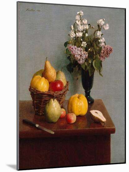 Still Life with Flowers and Fruit, 1866-Ignace Henri Jean Fantin-Latour-Mounted Giclee Print