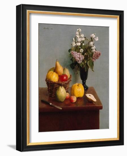 Still Life with Flowers and Fruit, 1866-Ignace Henri Jean Fantin-Latour-Framed Giclee Print