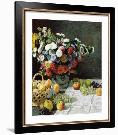 Still Life with Flowers and Fruit, 1869-Claude Monet-Framed Premium Giclee Print