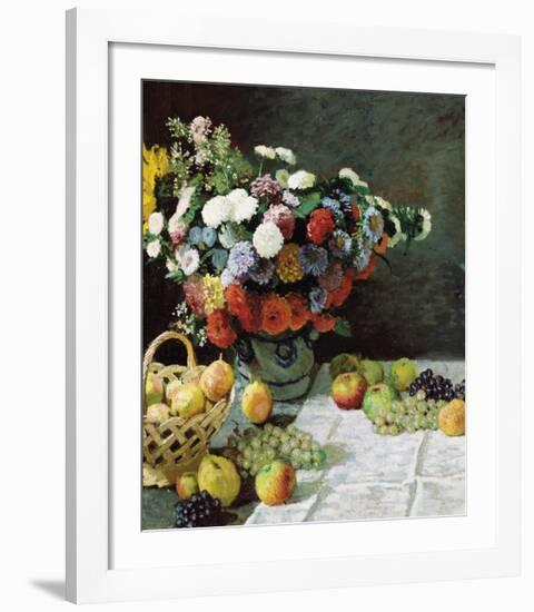 Still Life with Flowers and Fruit, 1869-Claude Monet-Framed Premium Giclee Print