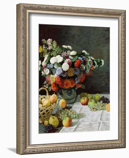 Still Life with Flowers and Fruit, 1869-Claude Monet-Framed Giclee Print