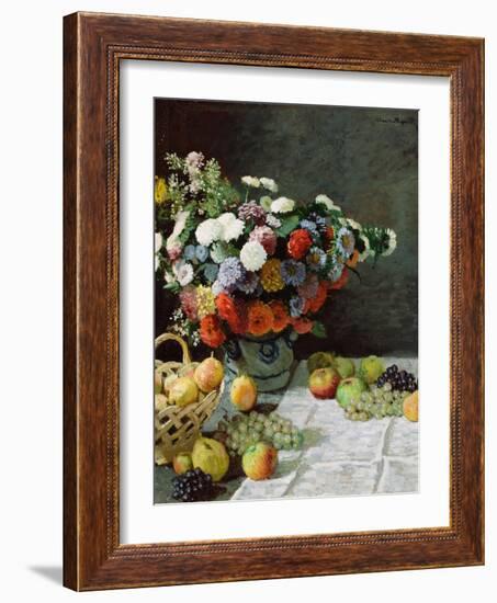 Still Life with Flowers and Fruit, 1869-Claude Monet-Framed Giclee Print