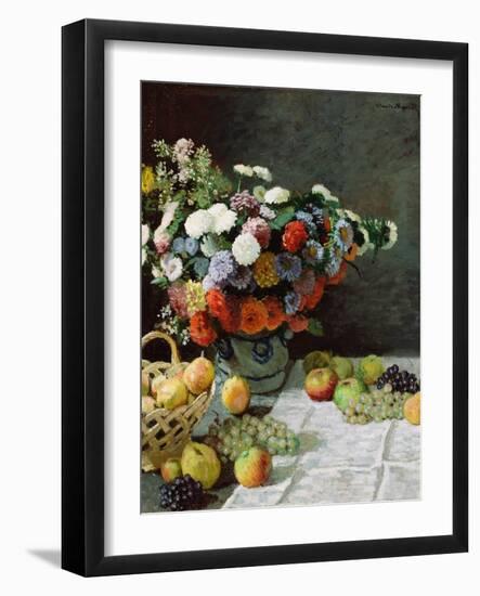 Still Life with Flowers and Fruit, 1869-Claude Monet-Framed Giclee Print