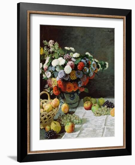 Still Life with Flowers and Fruit, 1869-Claude Monet-Framed Giclee Print