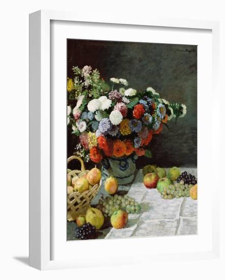 Still Life with Flowers and Fruit, 1869-Claude Monet-Framed Giclee Print