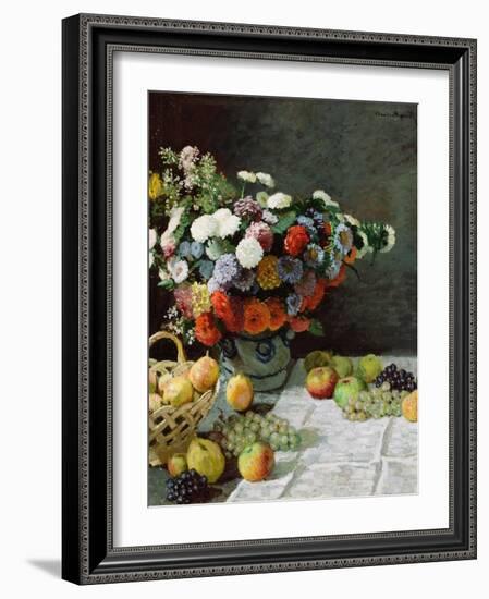 Still Life with Flowers and Fruit, 1869-Claude Monet-Framed Giclee Print