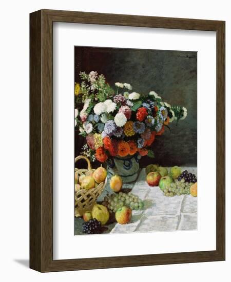 Still Life with Flowers and Fruit, 1869-Claude Monet-Framed Giclee Print