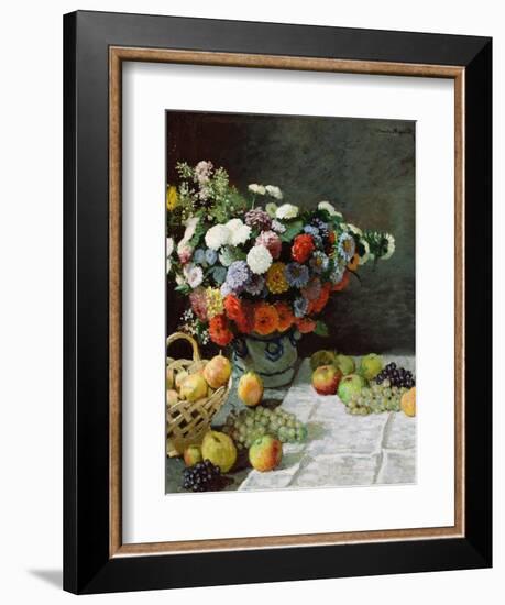 Still Life with Flowers and Fruit, 1869-Claude Monet-Framed Giclee Print