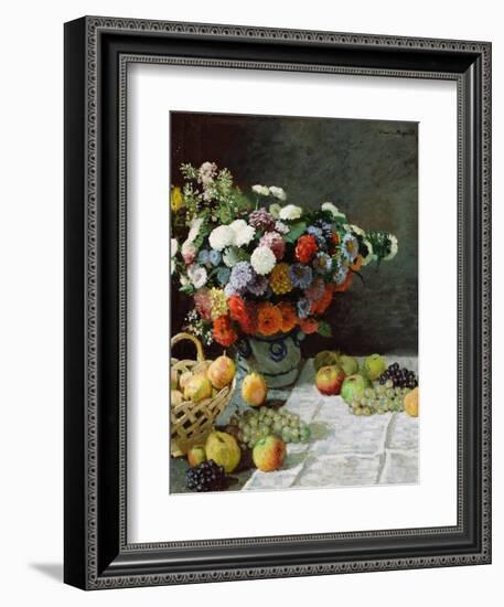 Still Life with Flowers and Fruit, 1869-Claude Monet-Framed Giclee Print