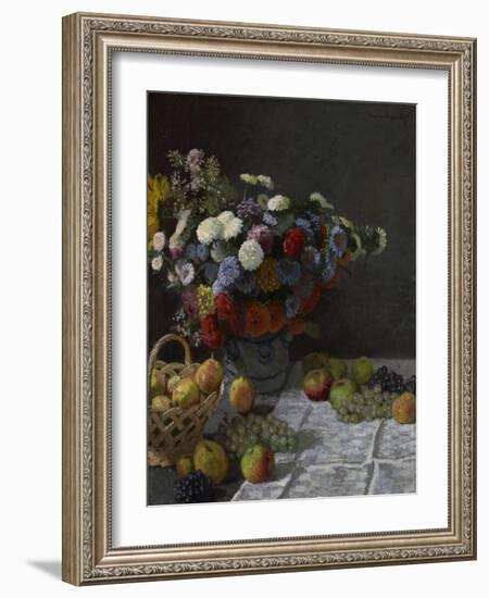 Still Life with Flowers and Fruit, 1869-Claude Monet-Framed Giclee Print