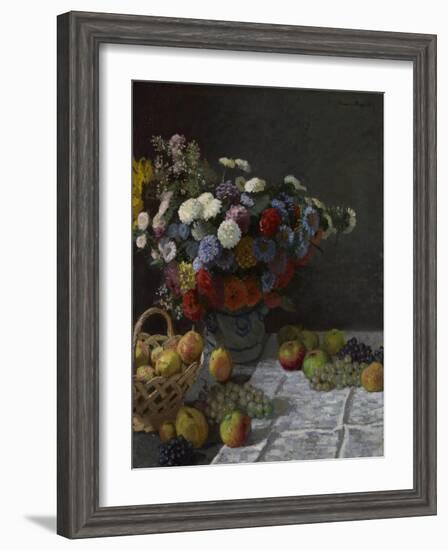 Still Life with Flowers and Fruit, 1869-Claude Monet-Framed Giclee Print