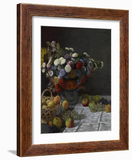 Still Life with Flowers and Fruit, 1869-Claude Monet-Framed Giclee Print