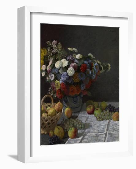 Still Life with Flowers and Fruit, 1869-Claude Monet-Framed Giclee Print