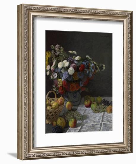 Still Life with Flowers and Fruit, 1869-Claude Monet-Framed Giclee Print