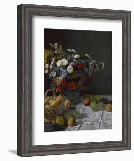 Still Life with Flowers and Fruit, 1869-Claude Monet-Framed Giclee Print