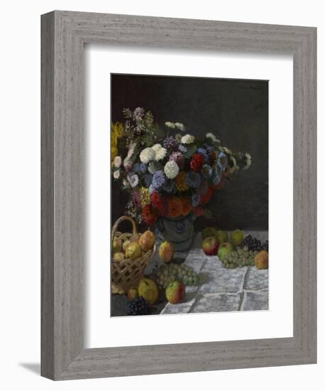 Still Life with Flowers and Fruit, 1869-Claude Monet-Framed Giclee Print