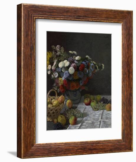 Still Life with Flowers and Fruit, 1869-Claude Monet-Framed Giclee Print