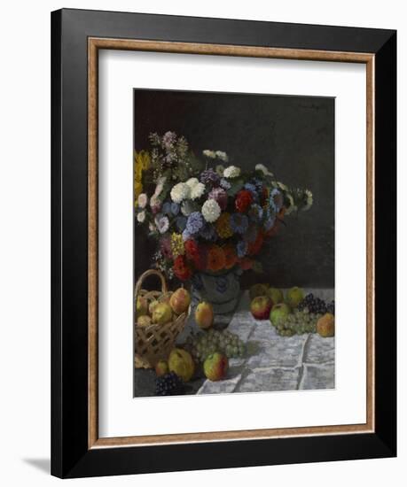 Still Life with Flowers and Fruit, 1869-Claude Monet-Framed Giclee Print