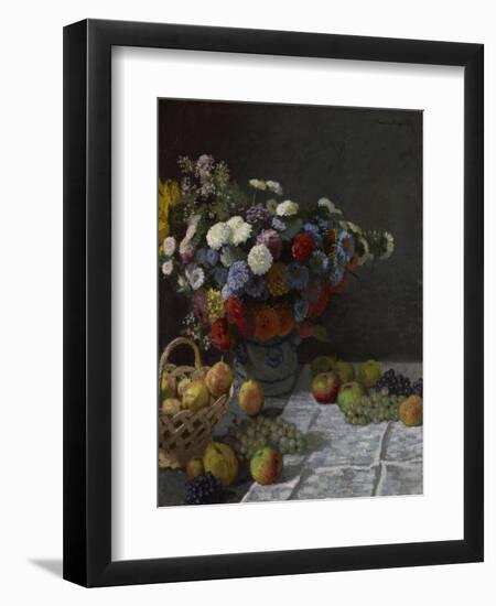 Still Life with Flowers and Fruit, 1869-Claude Monet-Framed Giclee Print