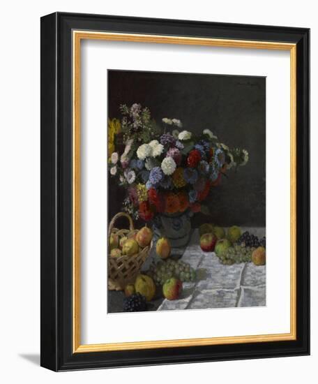 Still Life with Flowers and Fruit, 1869-Claude Monet-Framed Giclee Print