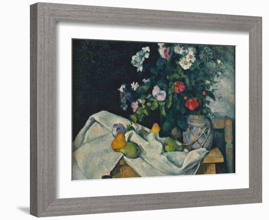 Still Life with Flowers and Fruit, 1889-1890-Paul Cézanne-Framed Giclee Print