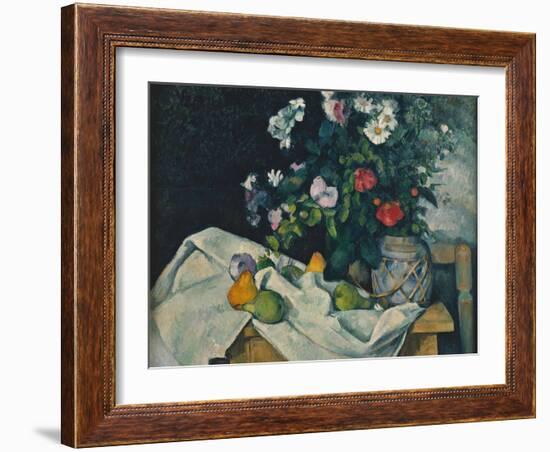 Still Life with Flowers and Fruit, 1889-1890-Paul Cézanne-Framed Giclee Print