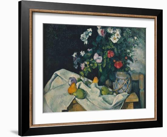 Still Life with Flowers and Fruit, 1889-1890-Paul Cézanne-Framed Giclee Print
