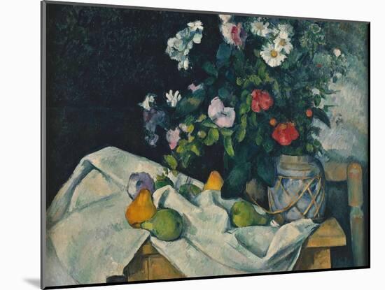 Still Life with Flowers and Fruit, 1889-1890-Paul Cézanne-Mounted Giclee Print
