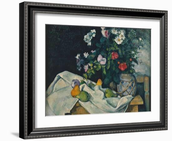 Still Life with Flowers and Fruit, 1889-1890-Paul Cézanne-Framed Giclee Print