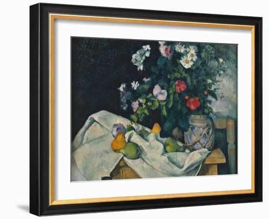 Still Life with Flowers and Fruit, 1889-1890-Paul Cézanne-Framed Giclee Print