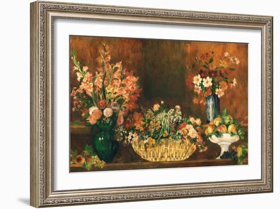 Still Life with Flowers and Fruit, C.1890 (Oil on Canvas)-Pierre Auguste Renoir-Framed Giclee Print