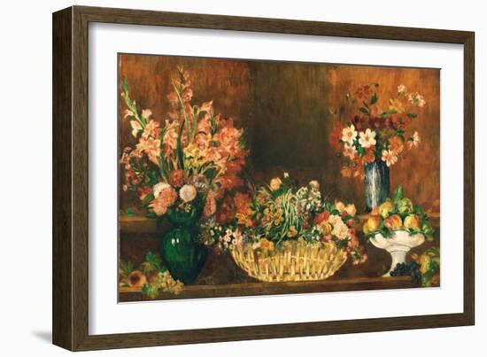 Still Life with Flowers and Fruit, C.1890 (Oil on Canvas)-Pierre Auguste Renoir-Framed Giclee Print