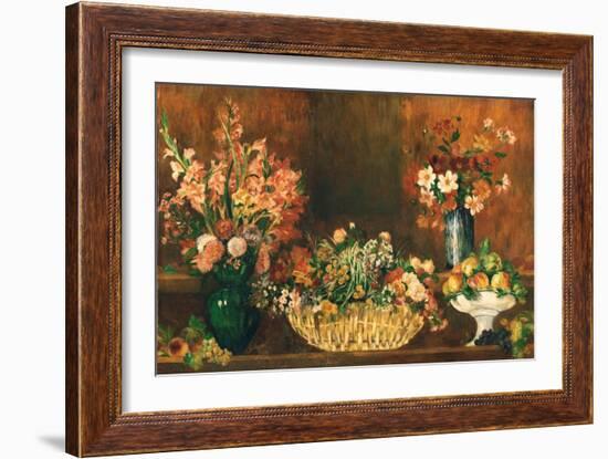 Still Life with Flowers and Fruit, C.1890 (Oil on Canvas)-Pierre Auguste Renoir-Framed Giclee Print