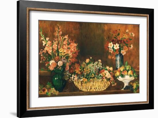 Still Life with Flowers and Fruit, C.1890 (Oil on Canvas)-Pierre Auguste Renoir-Framed Giclee Print