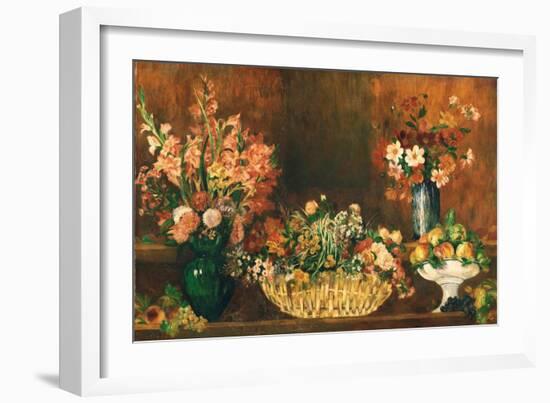 Still Life with Flowers and Fruit, C.1890 (Oil on Canvas)-Pierre Auguste Renoir-Framed Giclee Print