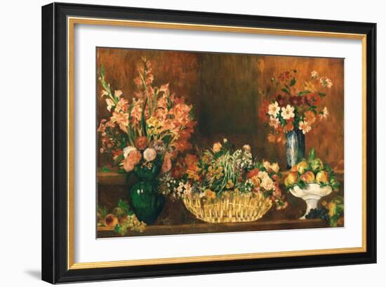 Still Life with Flowers and Fruit, C.1890 (Oil on Canvas)-Pierre Auguste Renoir-Framed Giclee Print