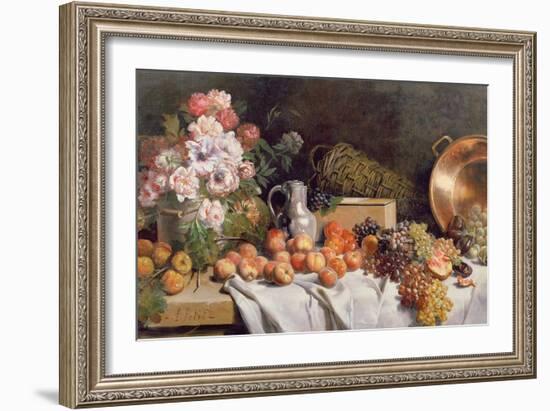 Still Life with Flowers and Fruit on a Table-Alfred Petit-Framed Giclee Print