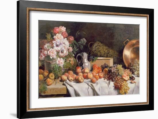 Still Life with Flowers and Fruit on a Table-Alfred Petit-Framed Giclee Print