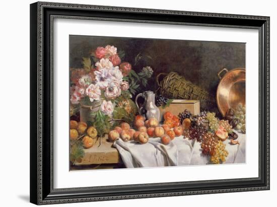 Still Life with Flowers and Fruit on a Table-Alfred Petit-Framed Giclee Print