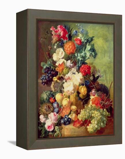 Still Life with Flowers and Fruit-Jan van Os-Framed Premier Image Canvas