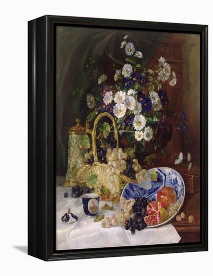 Still Life with Flowers and Fruit-Eugene Henri Cauchois-Framed Premier Image Canvas