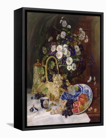 Still Life with Flowers and Fruit-Eugene Henri Cauchois-Framed Premier Image Canvas